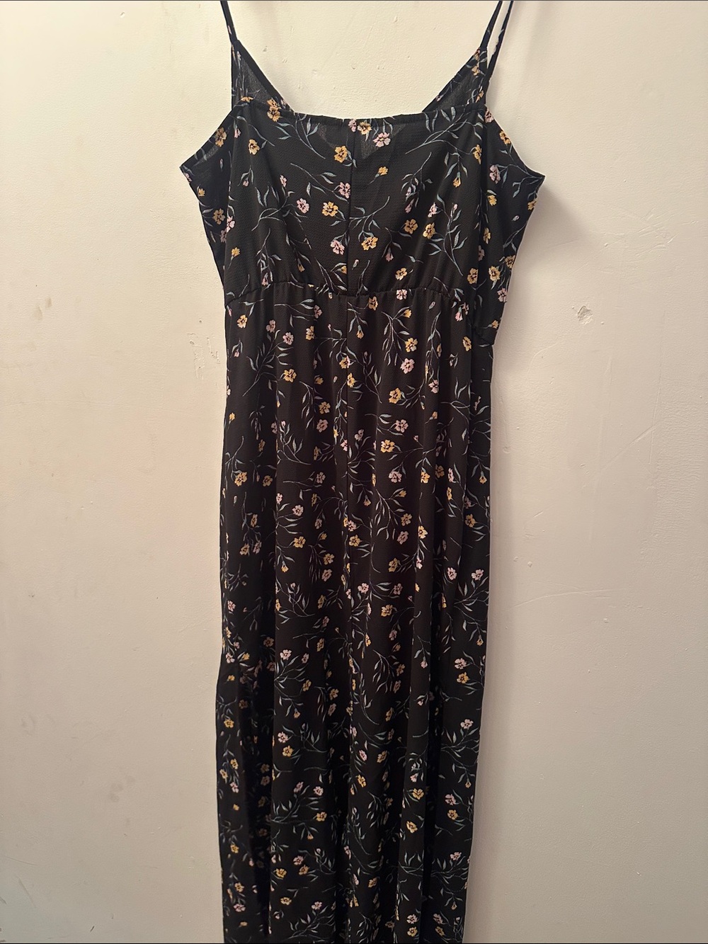 H&M Floral Black Maxi Slip Dress with Spaghetti Straps - Picture 4 of 4